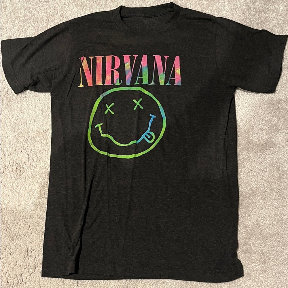NIRVANA grey Tee with Multicolor Logo